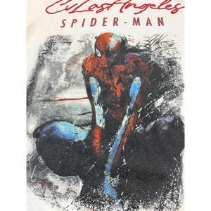 Marvel x Cult Los Angeles Spider-Man Graphic T-Shirt Mens Small Cream Movie Tee